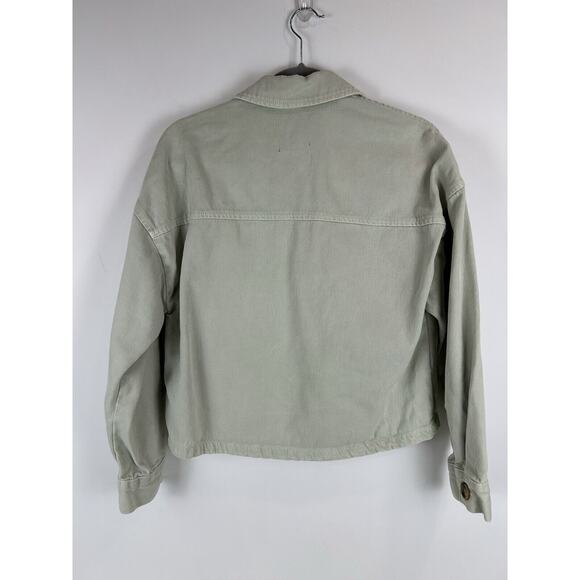Zara Womens Button Down Jean Jacket Mint Green Cotton Size Small - Picture 4 of 8